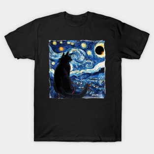 Starry Night Solar Eclipse 2024 T-Shirt